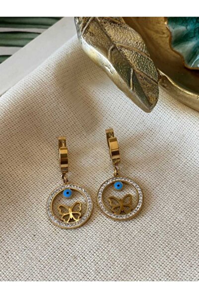 G Sport POLO Zircon Stone Butterfly Figured Steel Hoop Earrings