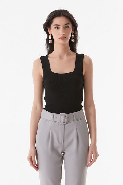 Fulla Moda Πλεκτή μπλούζα με τετράγωνο λαιμό