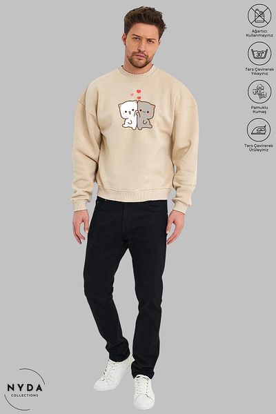 Nyda Collections Μακρυμάνικο φούτερ χωρίς κουκούλα - Crew Neck, Bubu Dudu Printed