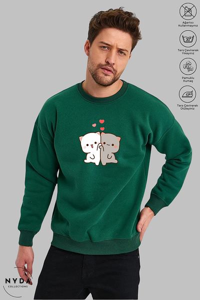 Nyda Collections Μακρυμάνικο φούτερ χωρίς κουκούλα - Crew Neck, Bubu Dudu Printed