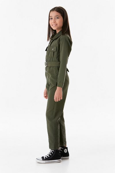 Fulla Moda Girl's Belted Parachute Jumpsuit