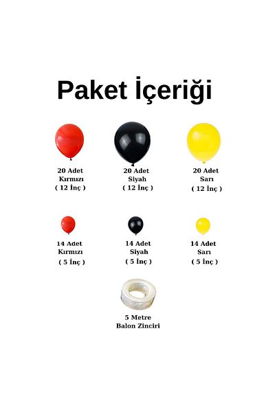 Organizasyon Pazarı Set of 100 Red-Yellow-Black Balloon Chains