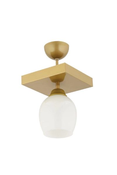 Lambadar Modern White Glass Model Single Square Plafonier Chandelier Living Room Kitchen Bedroom Hall
