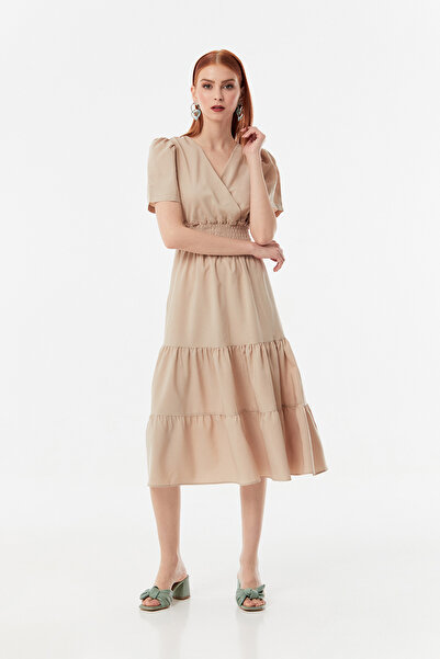 Fulla Moda Dvouřadé šaty s límečkem a třpytivým pasem