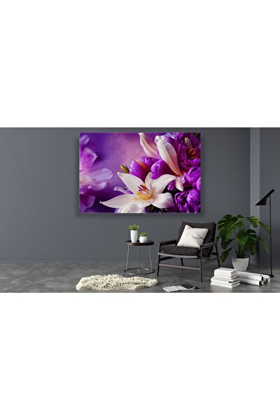 Limitless Design Prelepa ljubičasta i bela cvetna slika na platnu u HD rezolu...