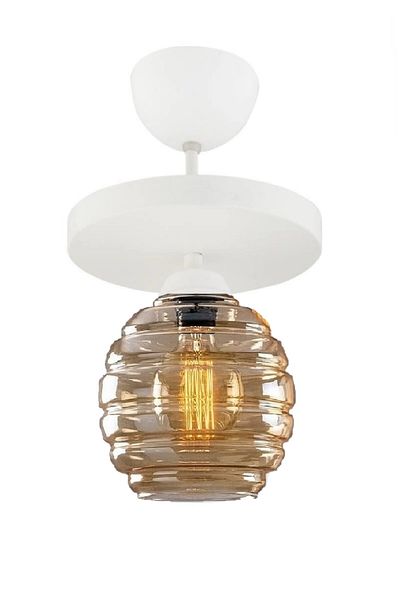 Lambadar Modern Honey Glass Model Single Round Plafonier Chandelier Living Room Kitchen Bedroom Hall