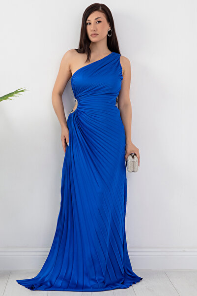 PULLIMM Вечірня сукня з одним плечем і плісированою спідницею SB3734