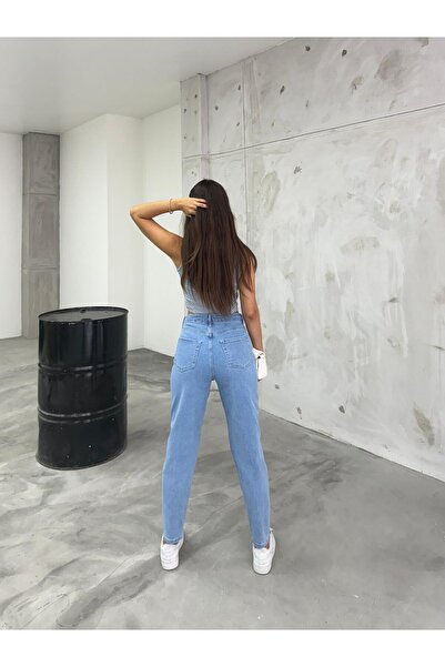 BİKELİFE Dámské elastické/lycra vysoké pasové maminky džíny