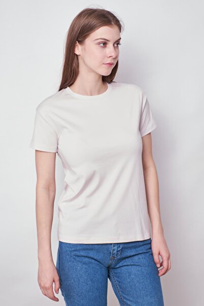 Jument Champagne Women's T-shirt Blouse - Null Collar, Non-Wrinkle Span, Stylish Short Sleeve, Lycra