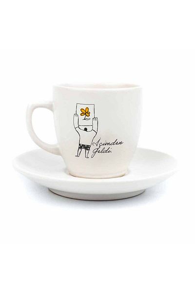 PALTO TASARIM It's from Me! Cream Turkish Coffee Cup - Gift Ceramic Turkish Coffee Cup
