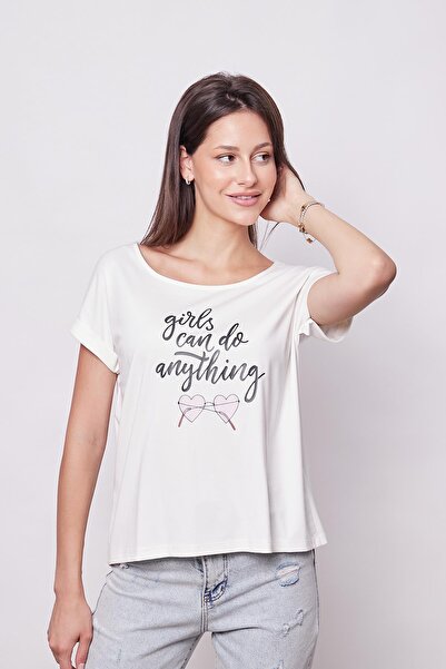 Jument Text Printed Stylish Non-Wrinkle Boat Neck Blouse - Low Shoulder, Double Sleeve