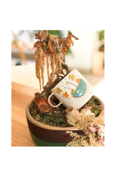 SeraSelin 24 Carat Gold Decorated, Autumn Flowers Embossed, Handmade Mug, Spring Mug