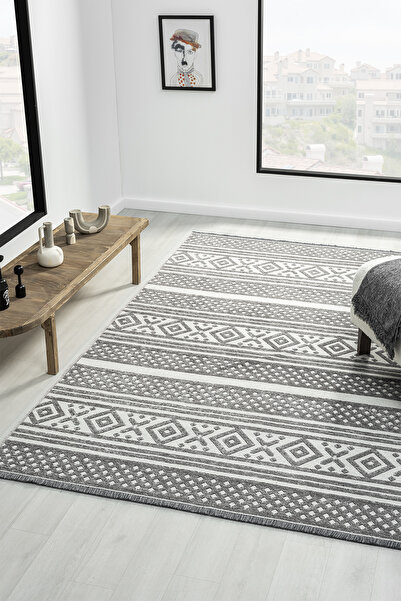 Prestige Halı Ipar Gri Çift Taraflı Kilim Salon Oturma Odası Çocuk Odası Yata...