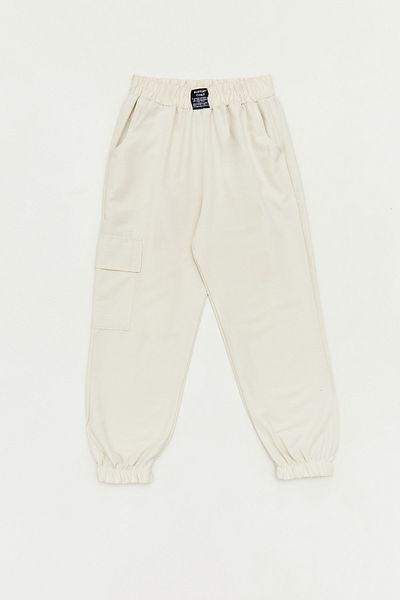 Fulla Moda Elastic Waist Parachute Fabric Girl's Trousers with Cargo Pockets