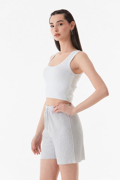 Fulla Moda Χτενισμένο βαμβακερό σορτς με κορδόνι