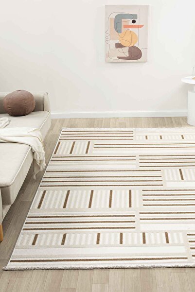 Prestige Halı Harmoni Kahve Modern Desenli Makine Dokuması Salon Halısı Oturma Odası Yatak Odası Halısı Hrm213
