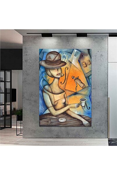 Limitless Design Tablou decorativ pe pânză cu imprimare HD, cu femeie care be...