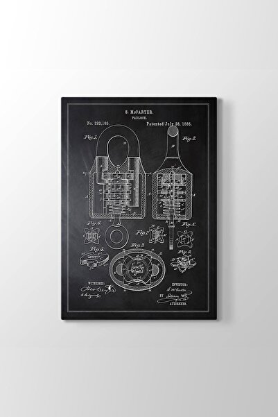 GülsenArt Asma Kilit Patent Tablosu (Model 2) - HD Dijital Baskı Dikey kanvas...
