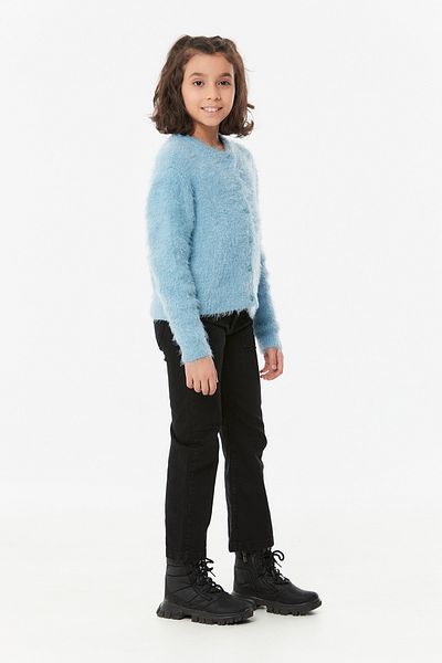 Fulla Moda Cardigan pentru fete cu gât crew cu barbă
