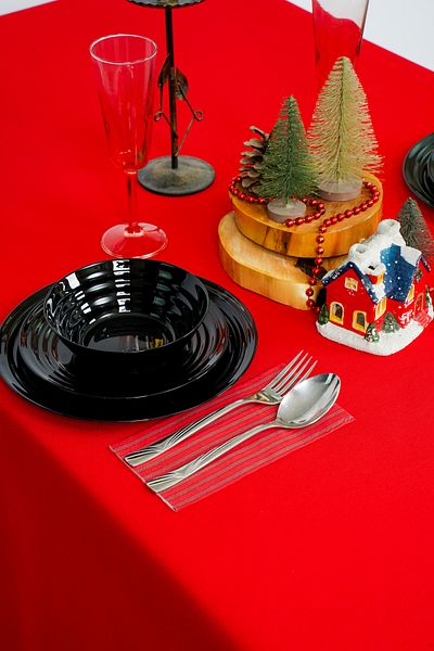 homease Red Stain Resistant Dartless Tablecloth (170X170, 120X170, 170X220, 170X240)