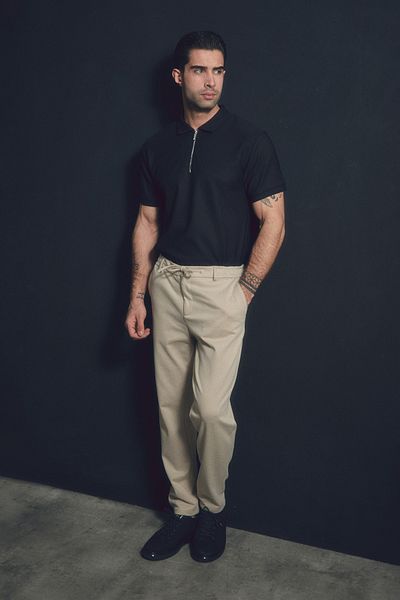 Fulla Moda Straight Trousers with Lace-up Waist