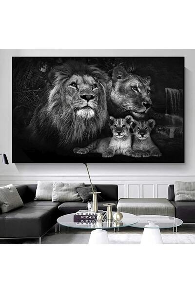 Limitless Design Familia Leului - Tablou pe pânză cu imprimare HD, decor de p...