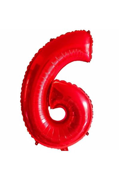 Organizasyon Pazarı 40 Inch 6 Red Color Number Foil Balloon
