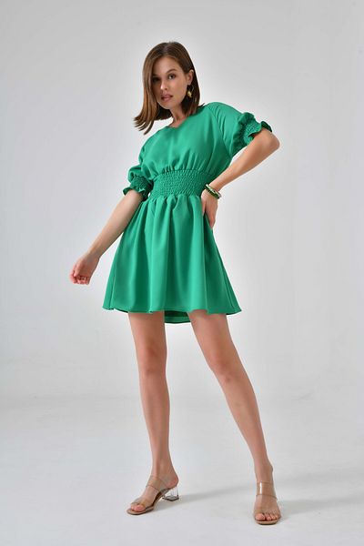 Saade Green Gippeli Mini Dress with Raglan Sleeve Pockets