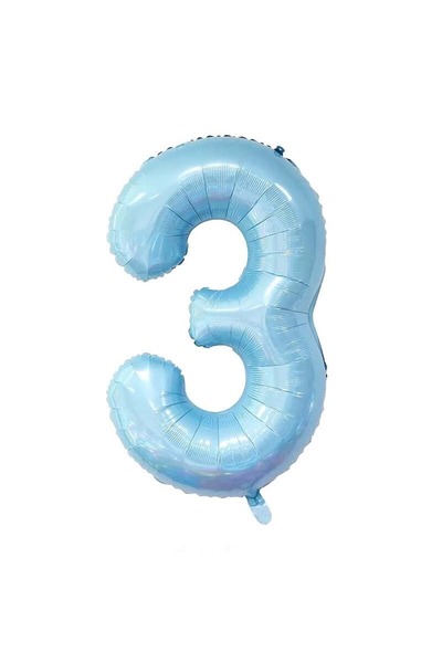 Organizasyon Pazarı 34 inç 3 Açık Mavi Renk Rakam Folyo Balon