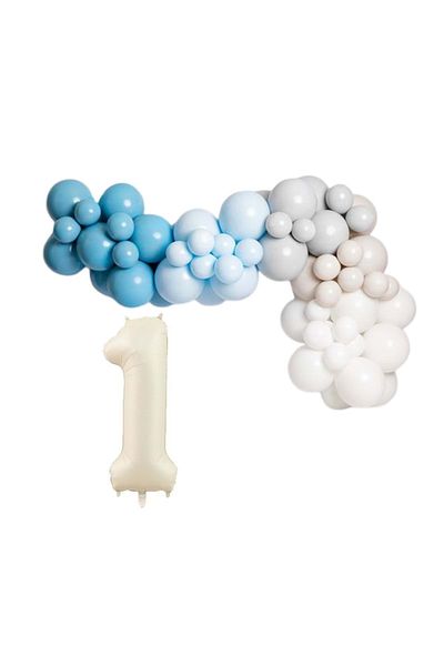 Organizasyon Pazarı Balloon Set Deepocean-M.Blue-Stone-White-Sea-Sand 1 34Inchcreamfolyoballoon 30Pcs Balloon Chain Set