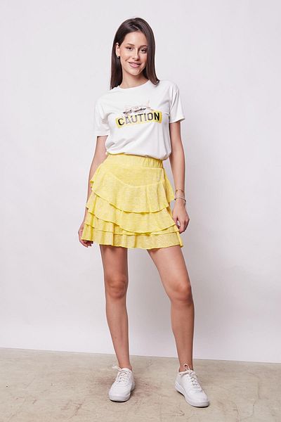 Jument Tricou cu mânecă scurtă rezistentă la riduri - Decolteu O, Span Blended, Bluză cu model imprimat cu ochelari