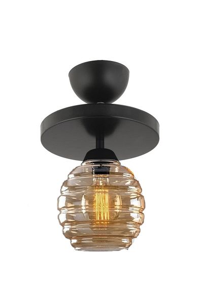 Lambadar Modern Honey Glass Model Single Round Plafonier Chandelier Living Room Kitchen Bedroom Hall