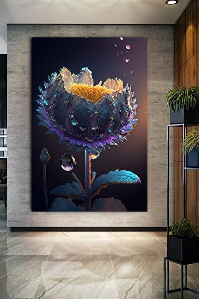 TosbArt SU DAMLACIKLI KALİTE LOTUS Baskı Kanvas Tablo Dijital Baskı Dikey kan...