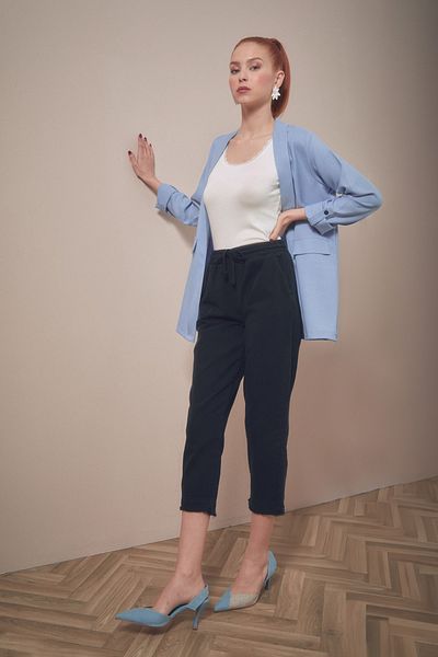 Fulla Moda High Waist Elastic Waist Trousers
