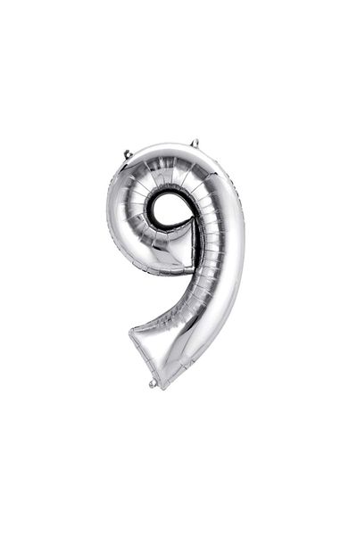 Organizasyon Pazarı 34 inch 9 Silver Color Number Foil Balloon