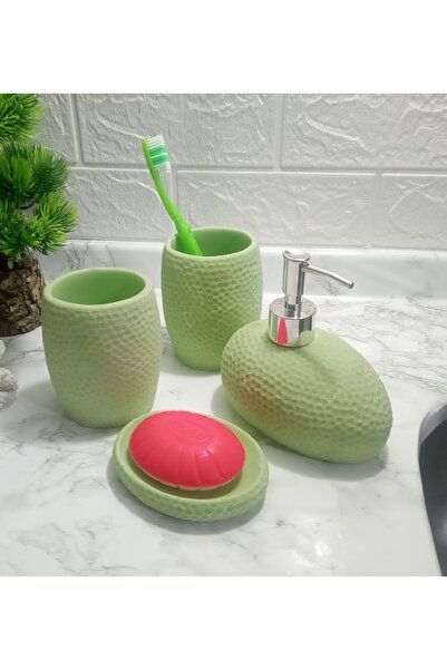 Genel Markalar Yeşil Petek 4 Lü Banyo Seti 20x20x13cm