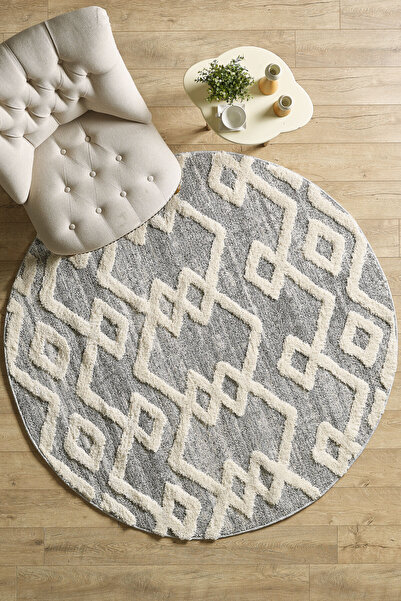 Anaska Home Boho Tasarımı Gri Oturma Odası Halısı Salon Halısı Yumuşak Dokulu...