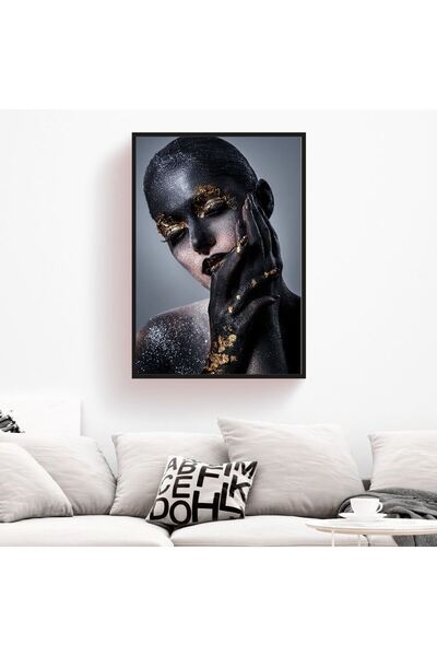 Limitless Design Χρυσό και μαύρο μακιγιάζ Διακοσμητική εκτύπωση HD σε καμβά Ψ...