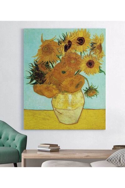 TosbArt Vincent Van Gogh - Yağlı Boya Görünümlüboya Ayçiçeği Yüksek Kalite Di...