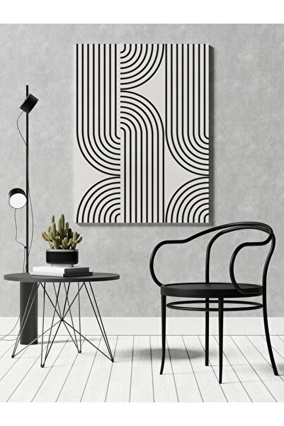 Limitless Design Tablou pe pânză cu imprimare HD, linii minimaliste alb-negru...