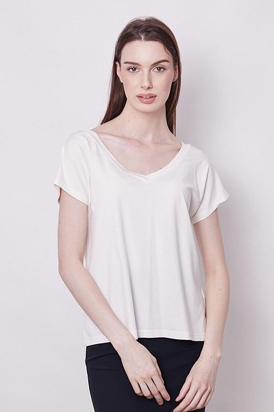 Jument Μπλούζα με λαιμόκοψη Lycra Span - Off Shoulder, Κρεμ Χρώμα
