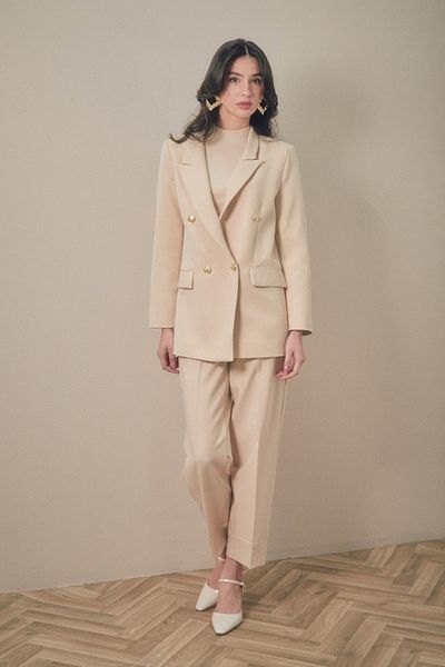 Fulla Moda Double Breasted Collar Buttoned Blazer Jacket