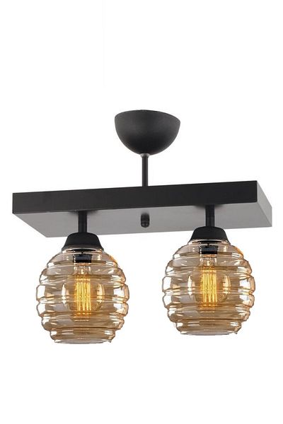 Lambadar Modern Honey Glass Model Double Rectangular Plafonier Chandelier Living Room Kitchen Bedroom Hall