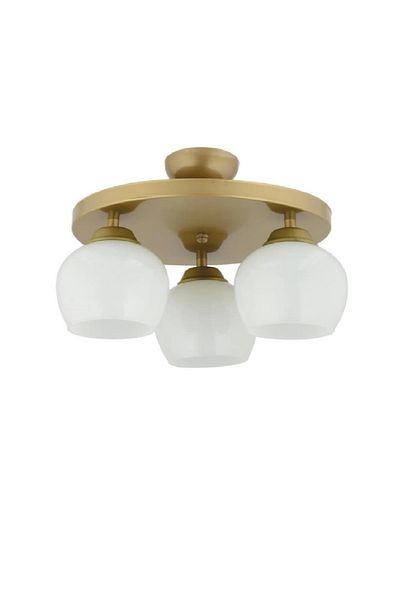 Lambadar Modern White Glass Model Triple Round Plafonier Chandelier Living Room Kitchen Bedroom Hall
