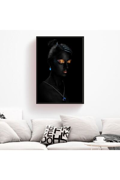 Limitless Design Crno oslikana žena sa zlatnom šminkom, dekorativna HD print ...