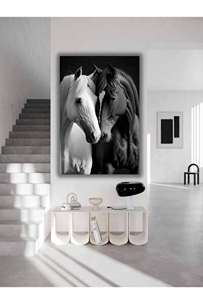 Genel Markalar Siyah Beyaz At Salon Oturma Odası Ofis Için Dekoratif Dijital ...