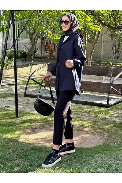 Nergis Neva Butik Hooded Kimono with Tie on the Front