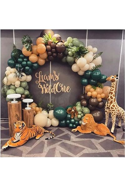 Organizasyon Pazarı 60 Pieces Mold Green-Chocolate Coffee-Desert Sand-Dark Green Balloon Chain Set