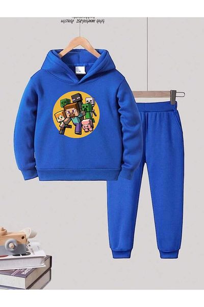 BENROMA Unisex Children's Tracksuit Set - Characters Printed, Oversize Fit