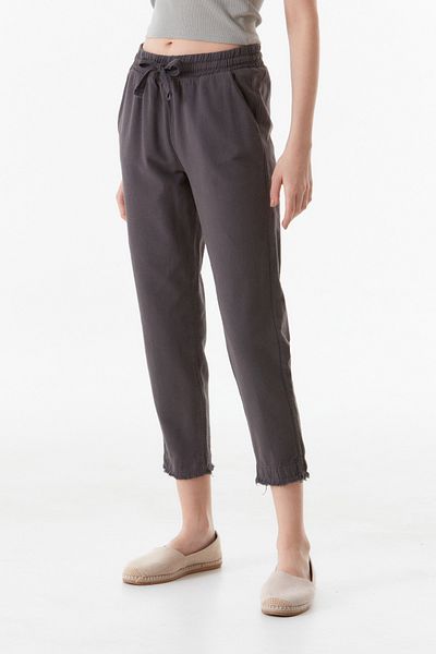 Fulla Moda Linen Trousers with Tassels and Elastic Waist